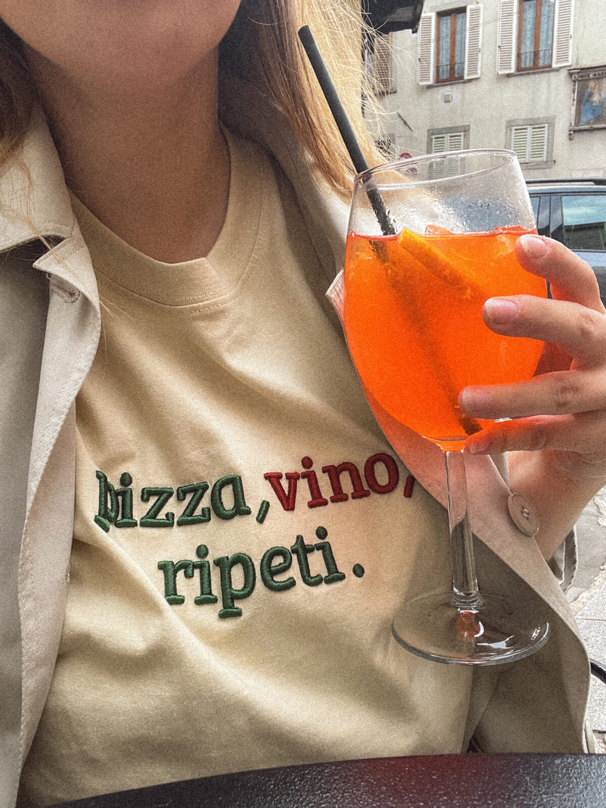 TSHIRT OVERSIZE - PIZZA, VINO, RIPETI - obrazek 3