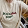 TSHIRT OVERSIZE - PIZZA, VINO, RIPETI - obrazek 2